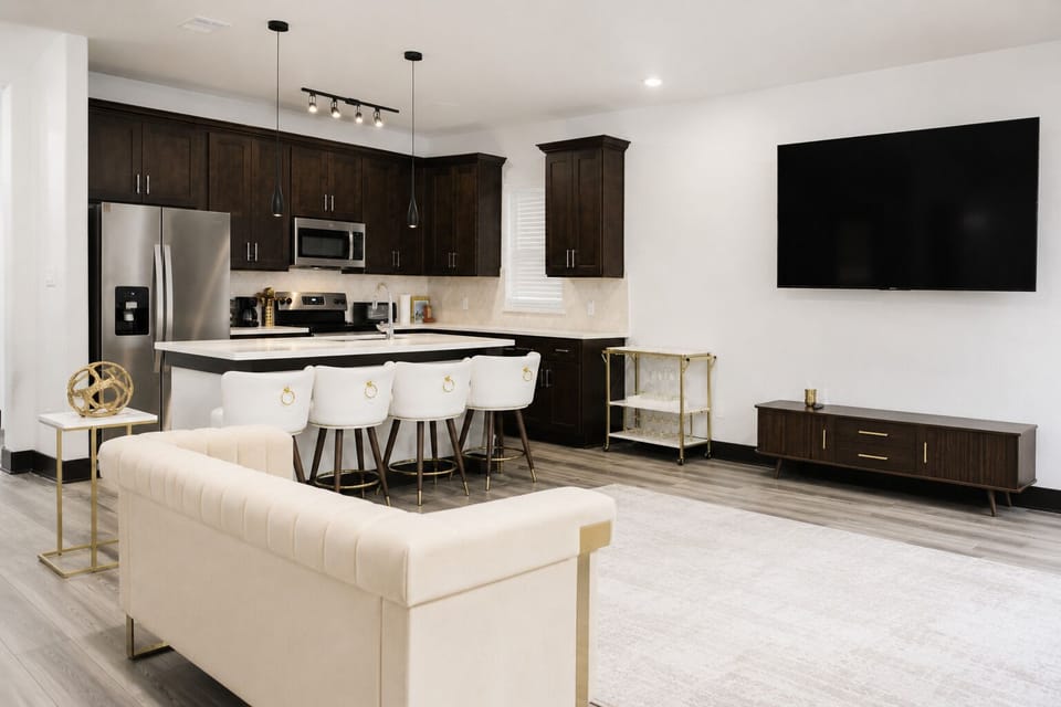 Prepare home-cooked meals in this spacious, fully furnished kitchen.