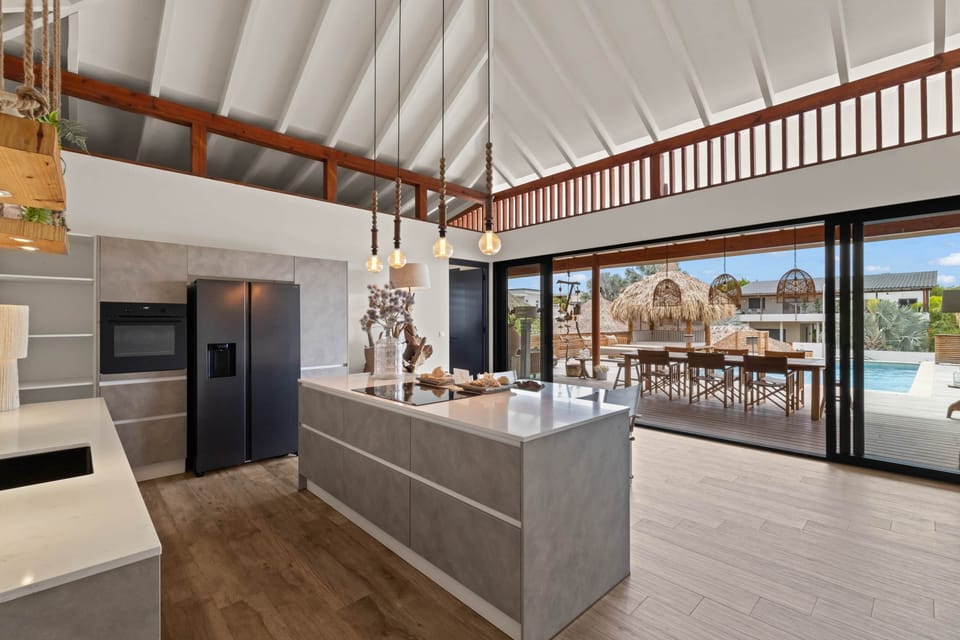 Kitchen with view of terrace