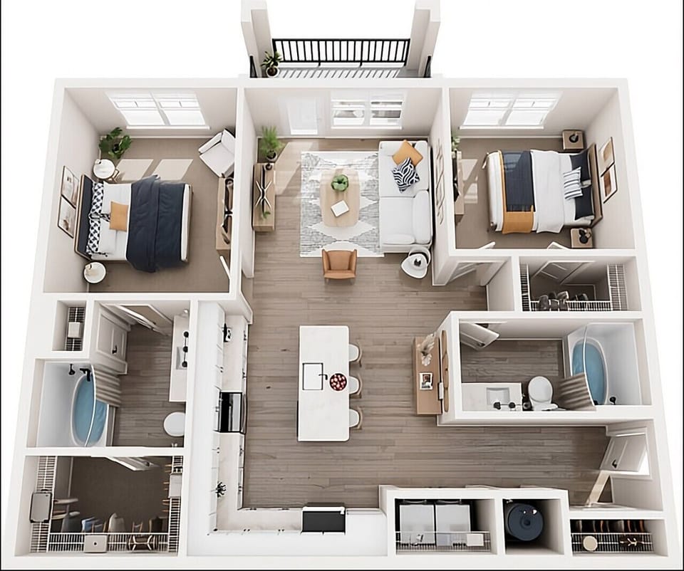 Floor Plan for home. (Rendered, not actual furniture)