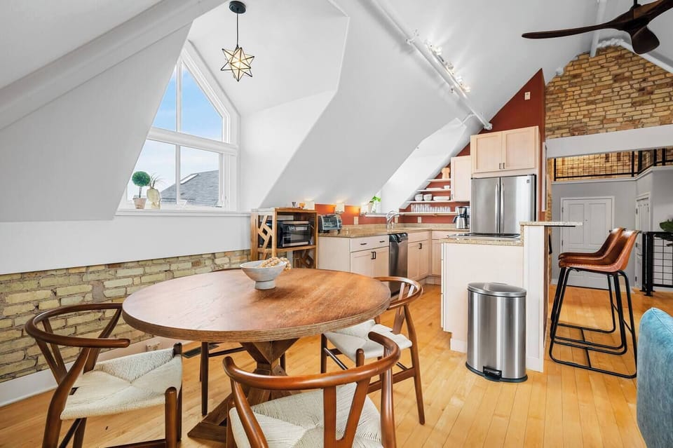 Bright dining and kitchen space made for gathering.