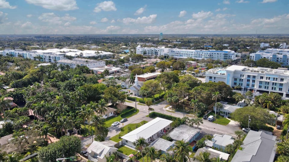 Discover the property's ideal location from this aerial perspective