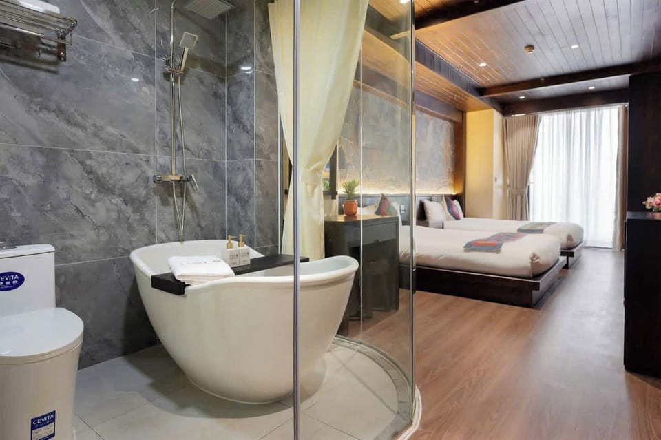 Deluxe Room, 2 Double Beds, Valley View | Bathroom | Shower, hair dryer, towels, soap