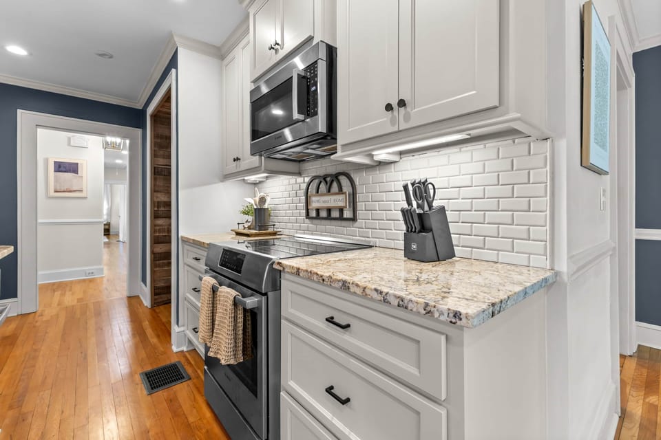 Fully Stocked Kitchen with Coffee Maker and Small Appliances