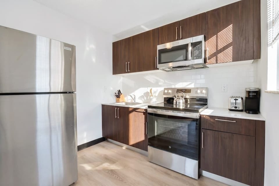 Prepare your favorite meals in the fully equipped kitchen with everything needed for everyday cooking.