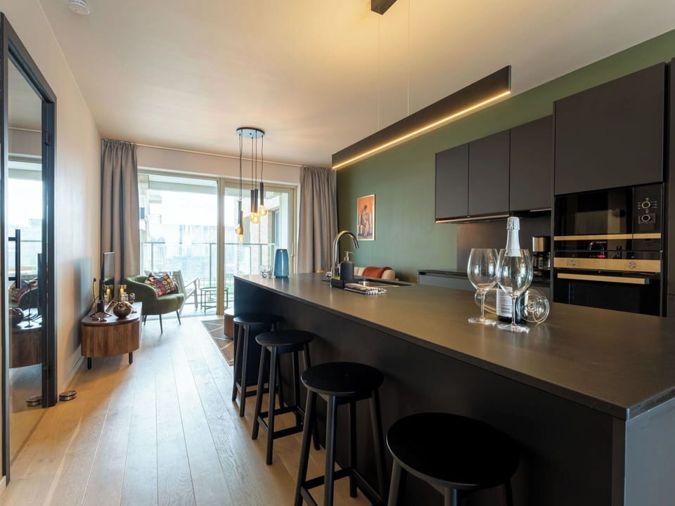 Interior Design, Furniture, Flooring, Wood, Ceiling, Countertop, Floor, Lighting, Kitchen, Light Fixture