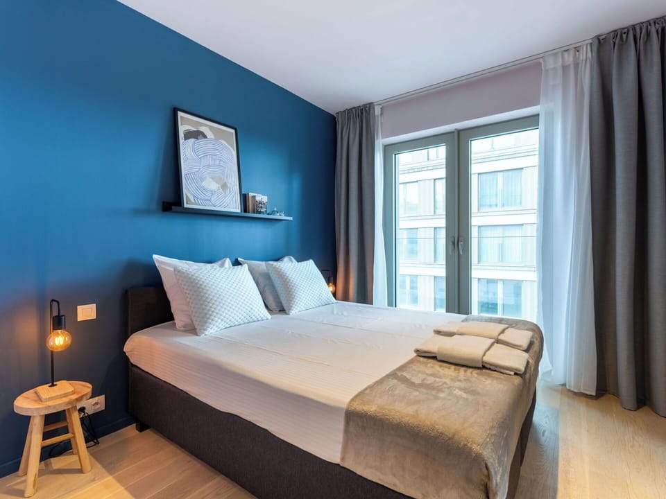 Interior Design, Floor, Apartment, Curtain, Hotel, Bedroom, Pillow, Window Treatment, Bed, Bedding
