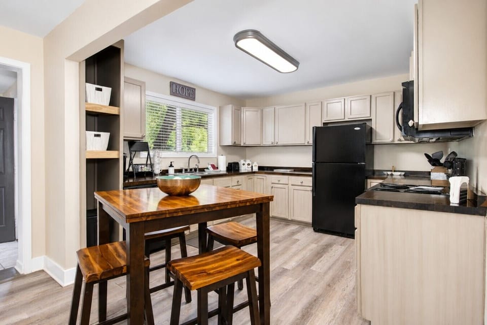 The fully equipped kitchen has everything you need to prepare family favorites, quick snacks, or your morning coffee before exploring the area.