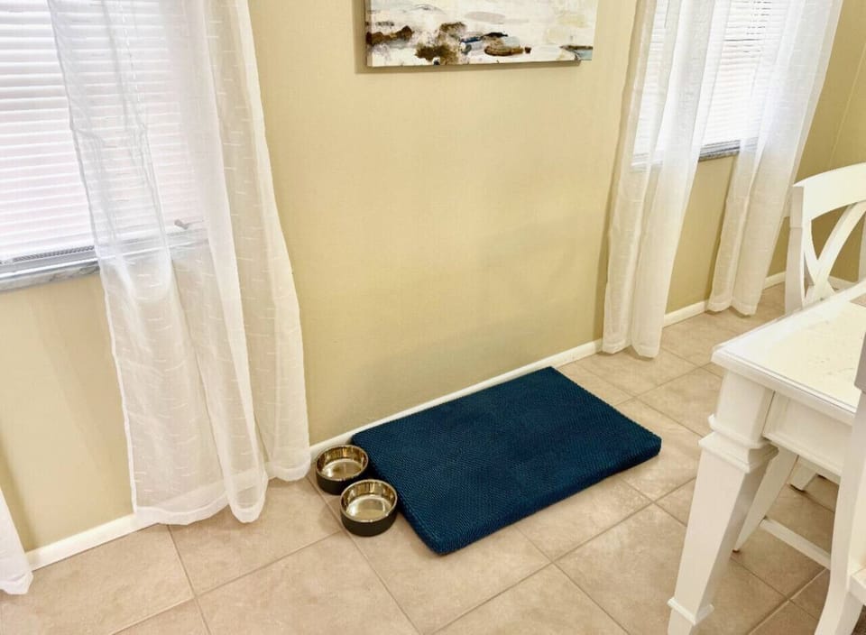 Place for your furry friend to sleep and eat and drink