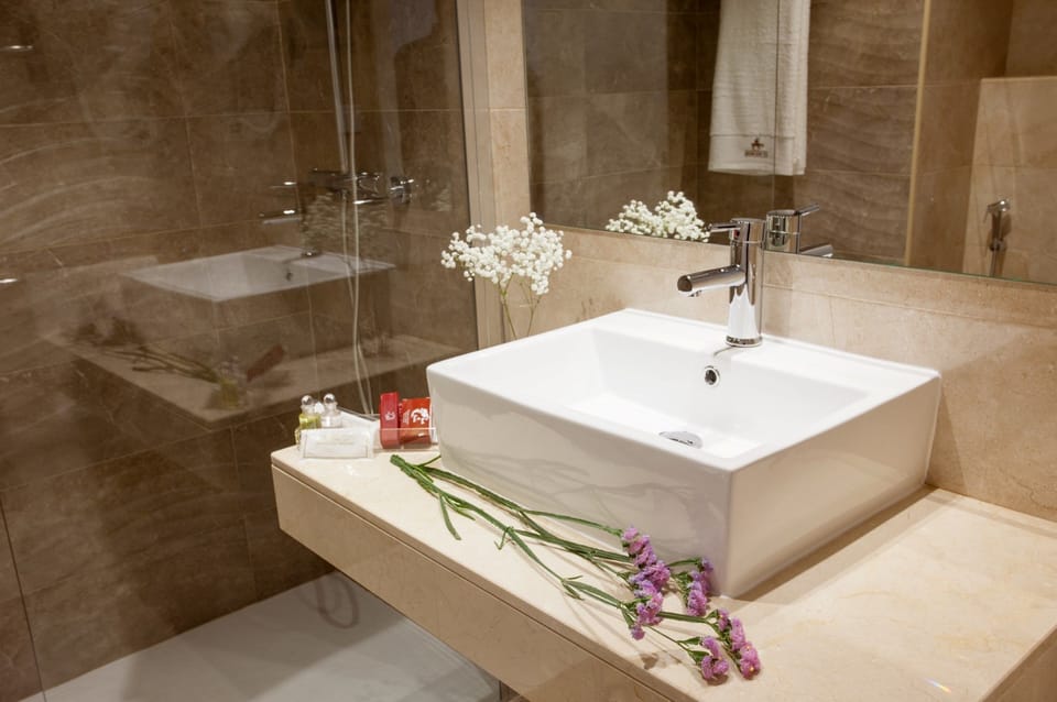 Free toiletries, hair dryer, towels
