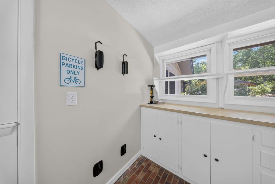 Mudroom with built-in storage for bikes and gear