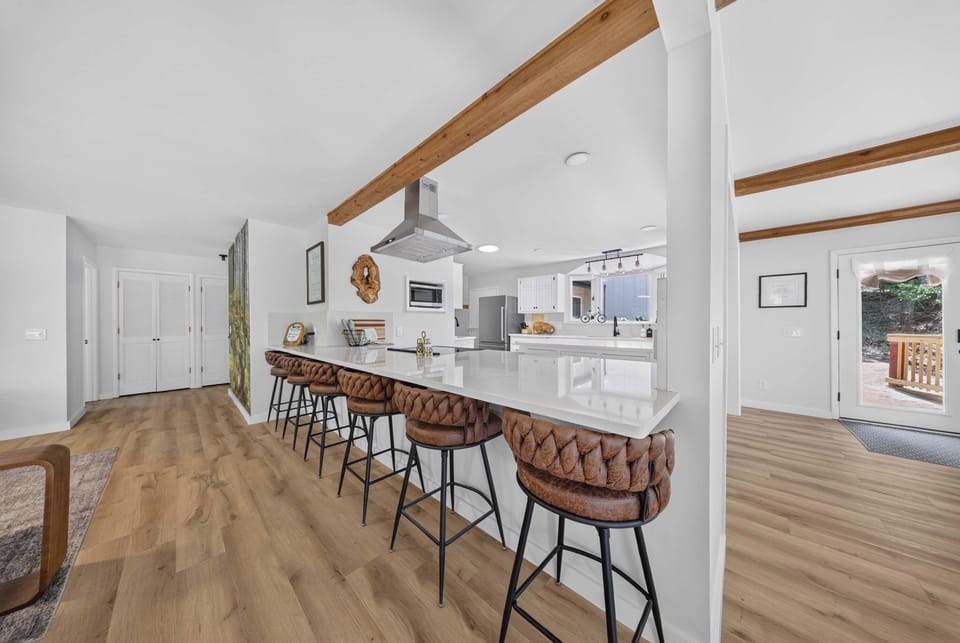 Counter seating at the kitchen island for casual meals