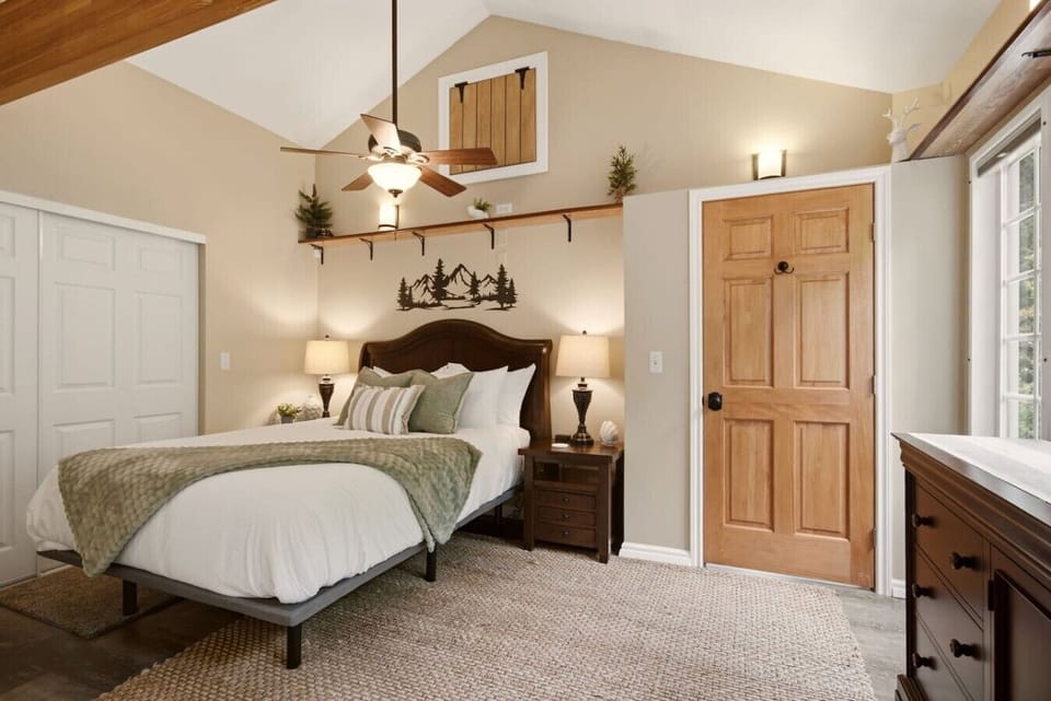The inviting guest bedroom provides a comfortable place to recharge after a day on the water.