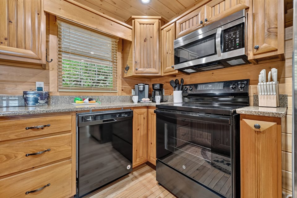 Cook your favorite meals, enjoy morning coffee, or simply gather around the kitchen while planning your next Blue Ridge adventure