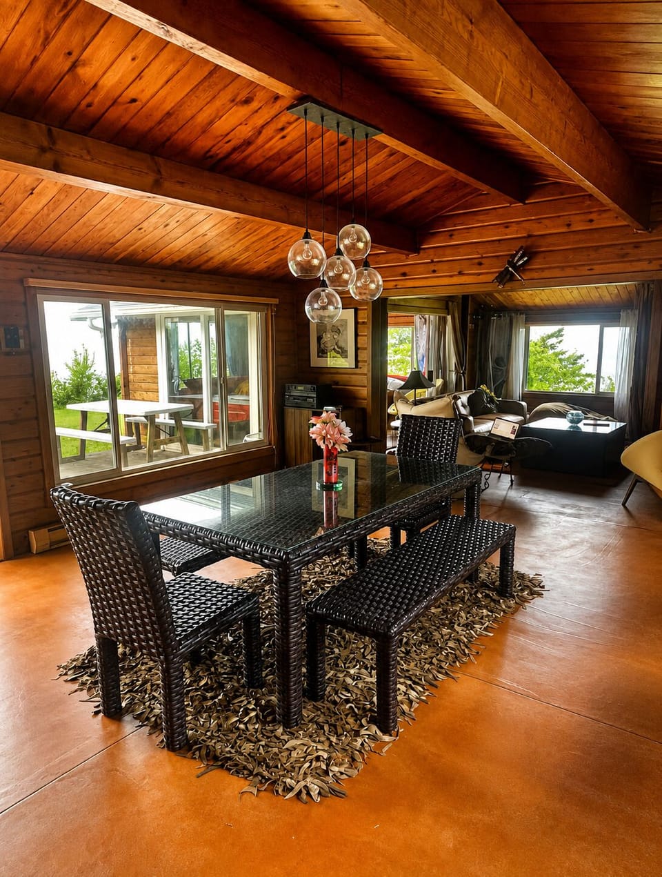 Open great room for dining and living rooms