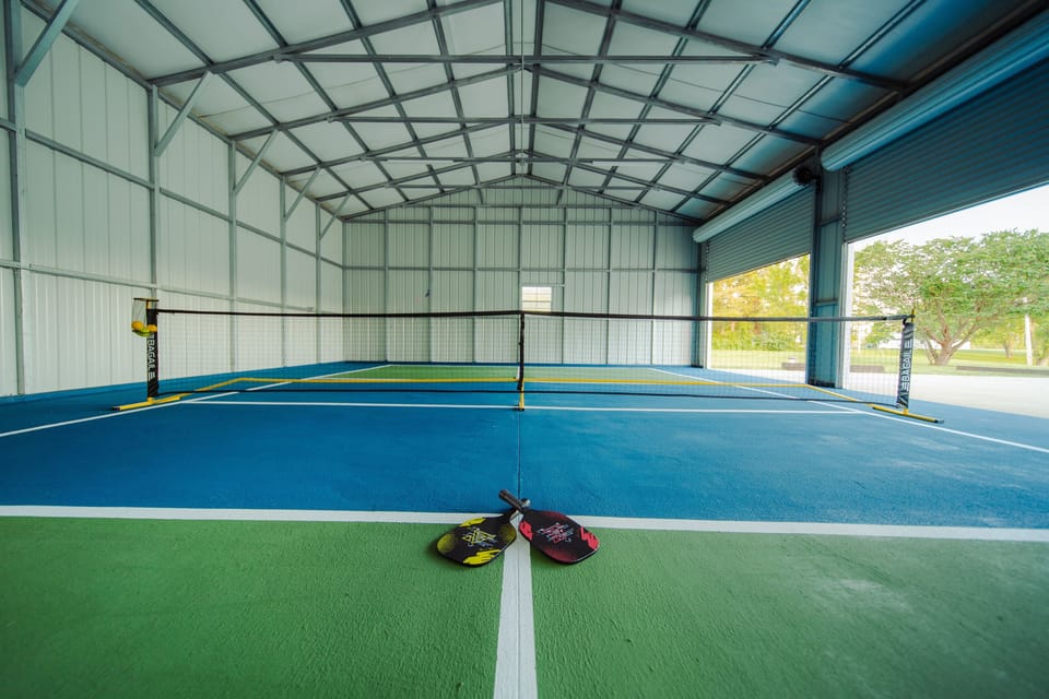 Private pickleball court for friendly matches and family tournaments.