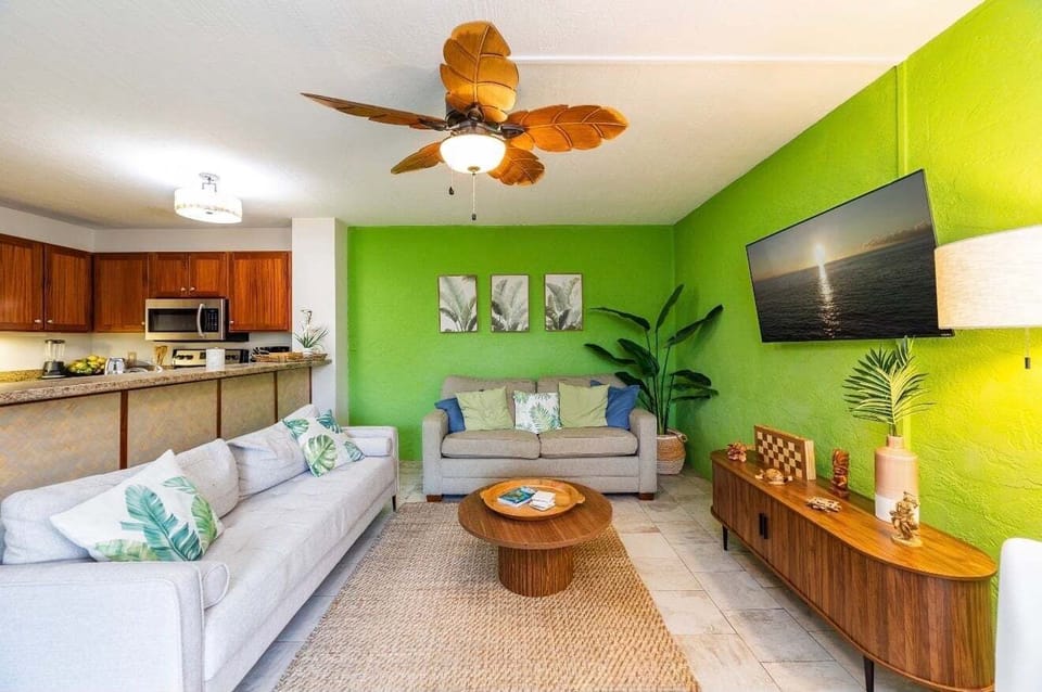 Living Room with NEW split AC & sleeper sofa