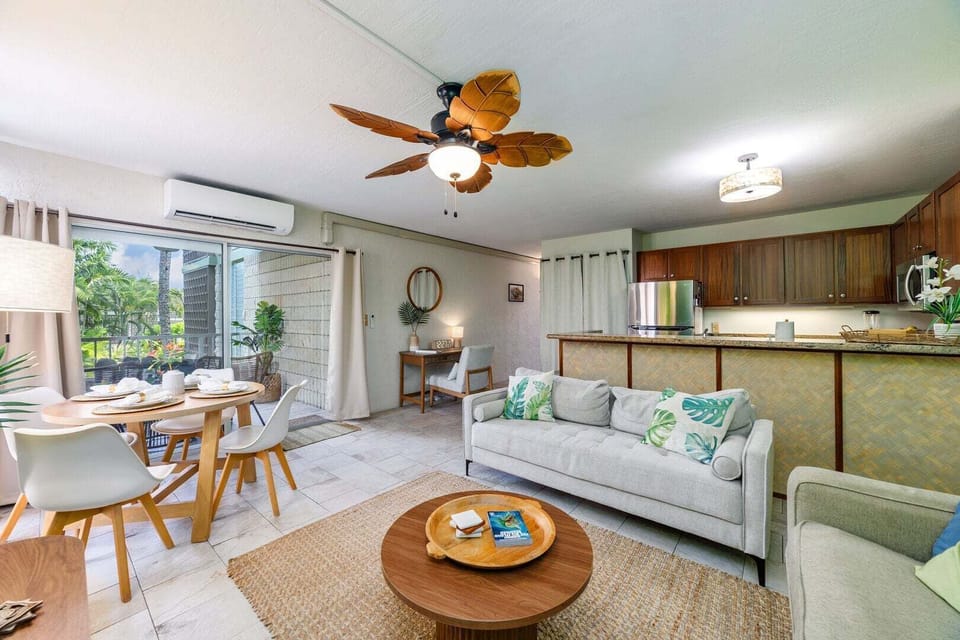 Living Room with NEW split AC & sleeper sofa