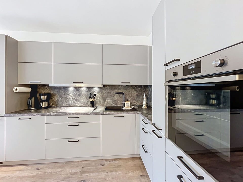 Kitchen, Cabinetry, Countertop, Kitchen Appliance, Furniture, Interior Design, Flooring, Drawer, Major Appliance, Home Appliance