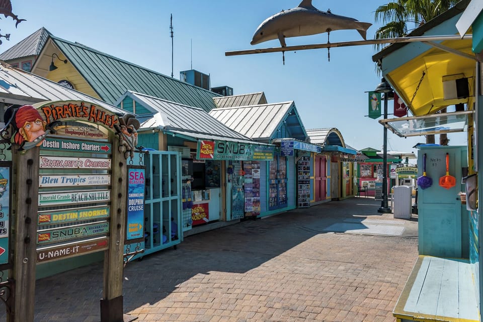 Stroll along the lively Destin Harbor Boardwalk, where you'll find waterfront restaurants, shopping, live music, fishing charters, dolphin cruises, and beautiful harbor views. It's the perfect place to experience the heart of Destin.