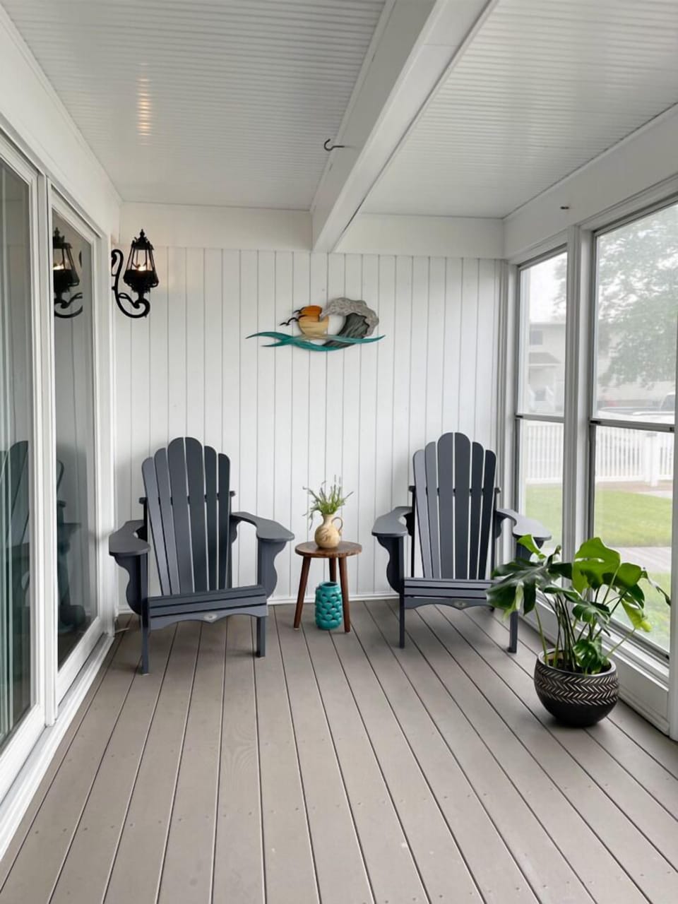 Covered waterfront sunroom