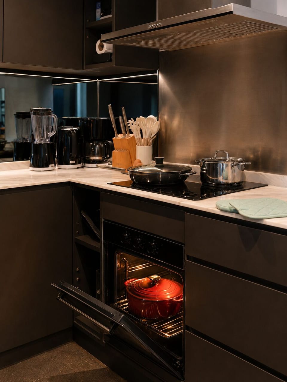 Sleek modern kitchen with premium finishes and fully equipped cooking space