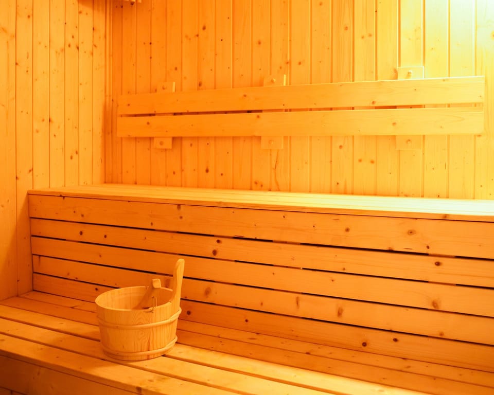 Private wood sauna for a cozy, spa-like retreat experience