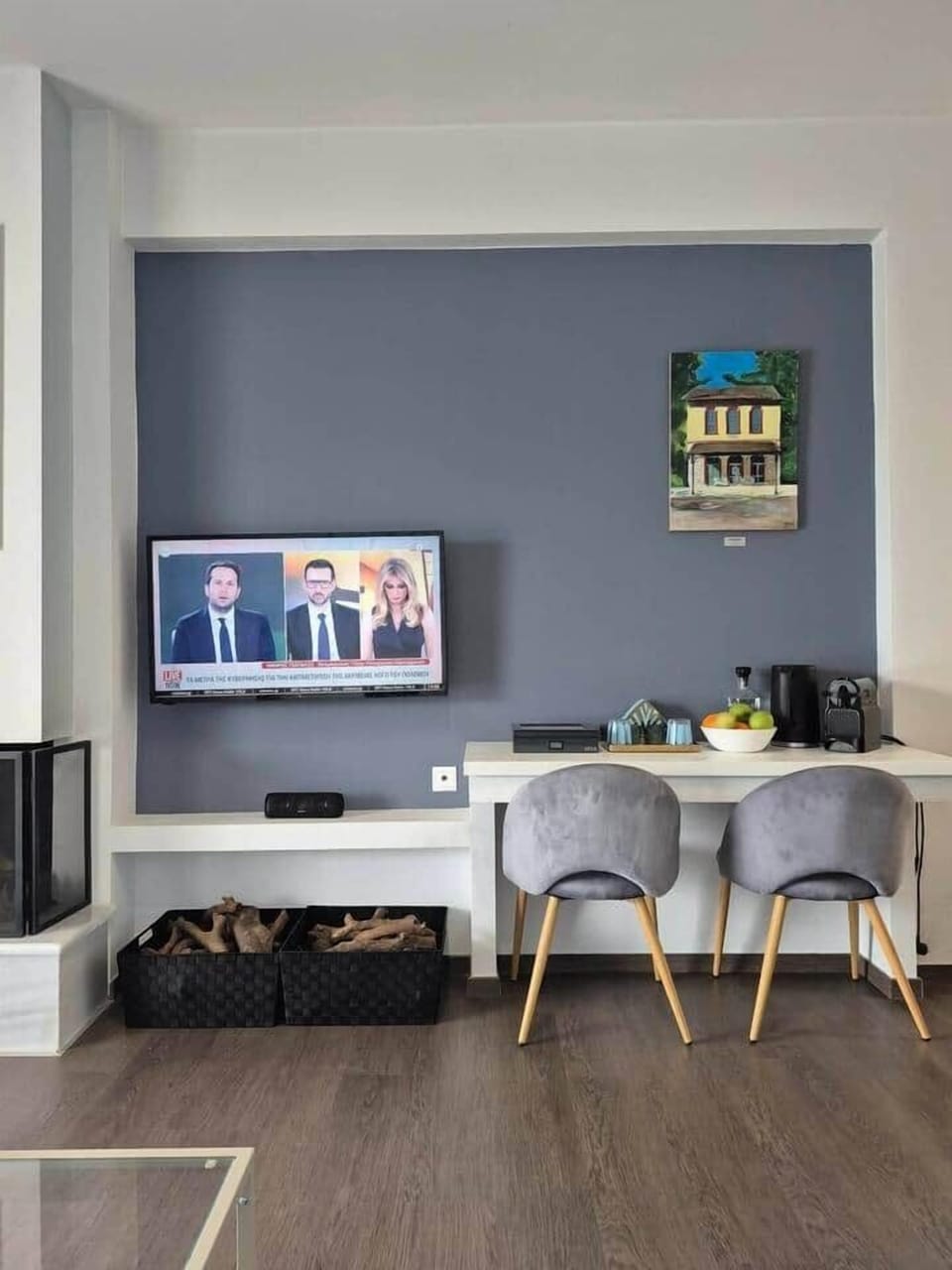 The living area is designed for comfort, featuring a spacious corner sofa perfect for an afternoon nap or relaxing while watching your favorite Netflix series after a long, sun-filled day by the sea. It invites you to slow down and unwinds.