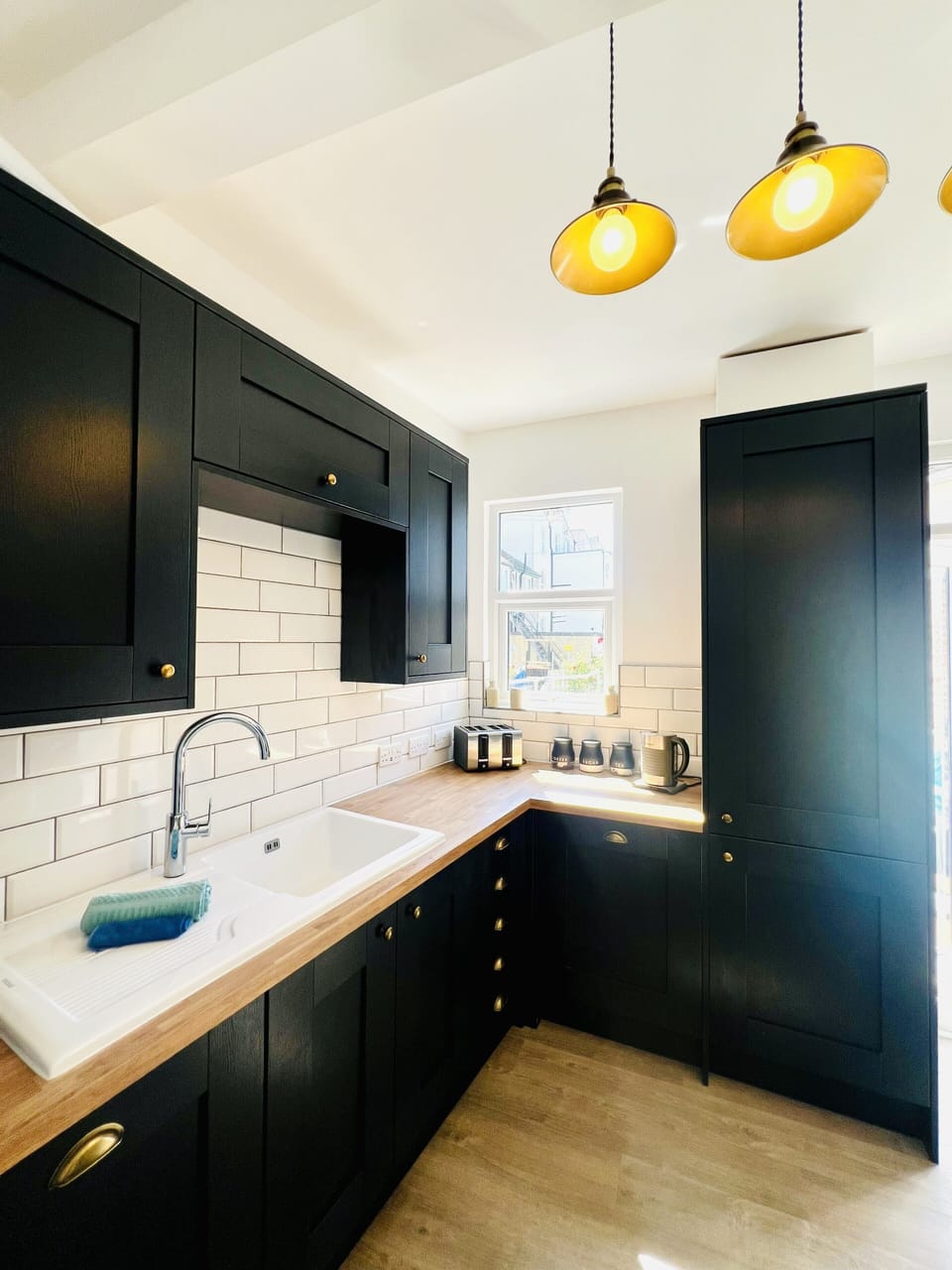 Kitchen with sink and toaster