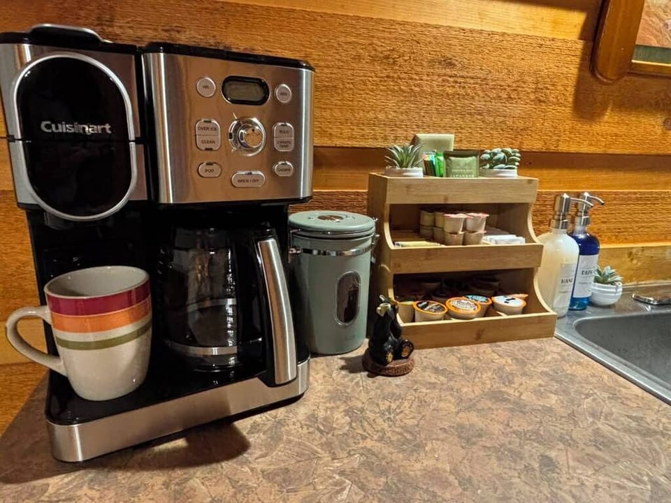 Cozy coffee station with pod and drip options for easy morning brews