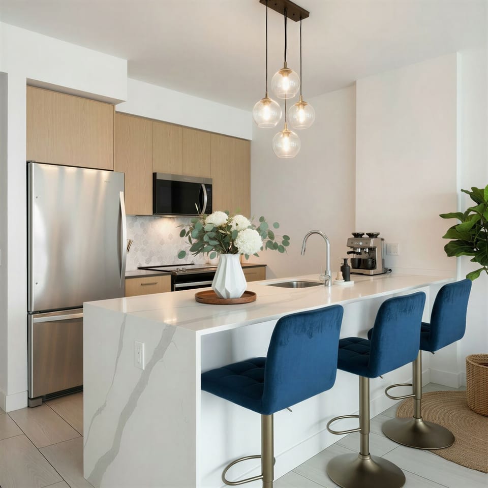 Luxury Apartment, City View | Private kitchen | Full-size fridge, microwave, oven, stovetop