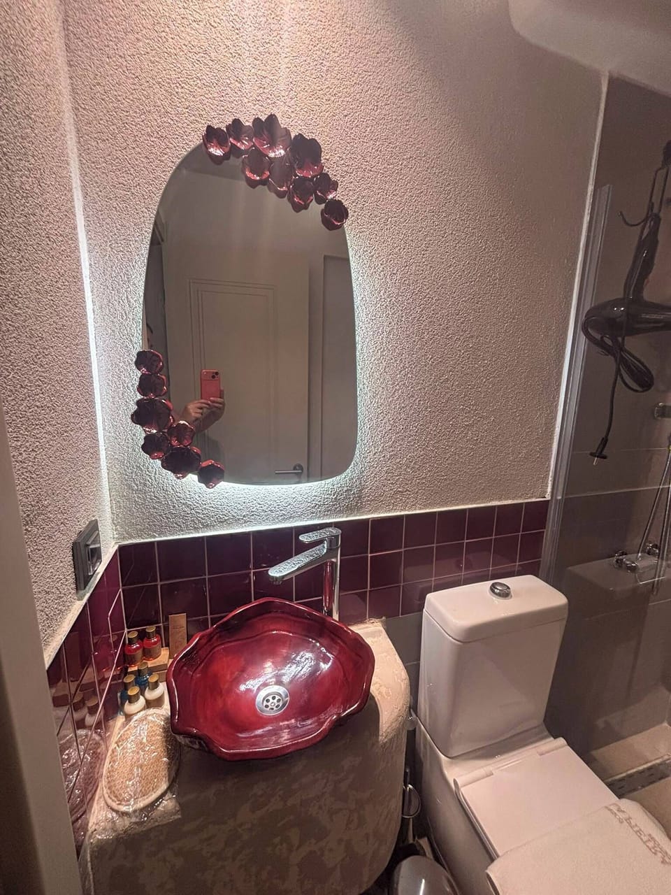 Free toiletries, hair dryer, slippers, towels