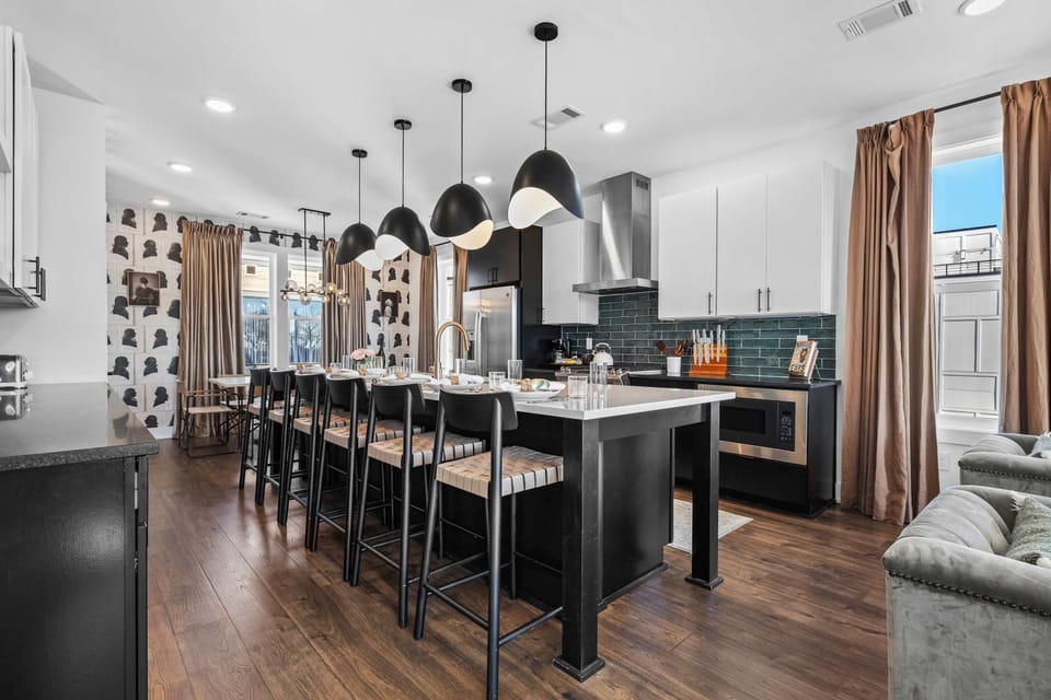 Fully Stocked Gourmet Kitchen with Island seating for 6 and Dining Table for 8