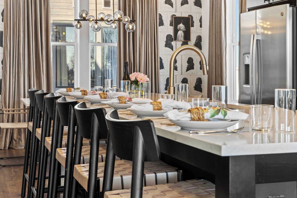 Fully Stocked Gourmet Kitchen with Island seating for 6 and Dining Table for 8