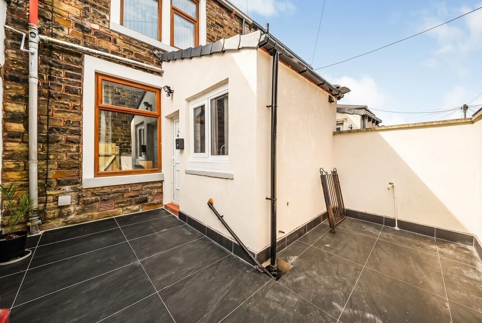Private tiled courtyard for fresh air and quiet moments outdoors