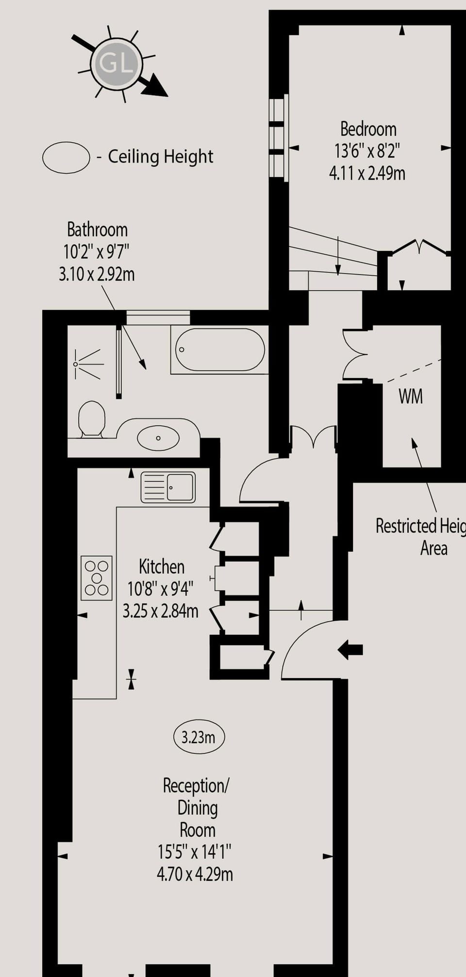 Apartment, 1 Double Bed with Sofa bed, Kitchen, City View (Fitzroy St 39B) | Floor plan