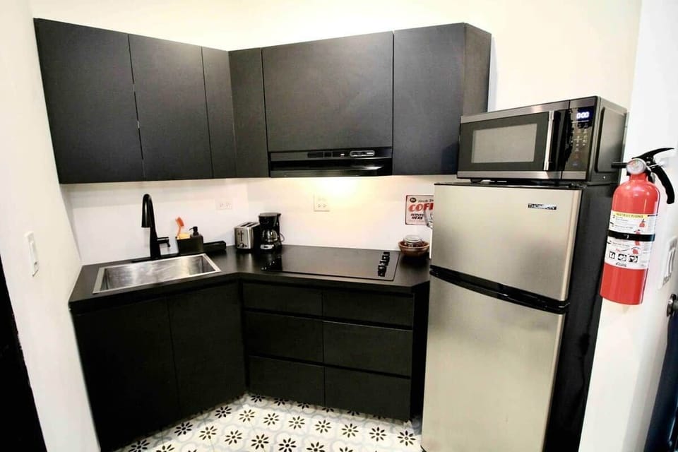 We provide an ice tray, a medium-sized microwave, and all the cleaning essentials you need during your stay.