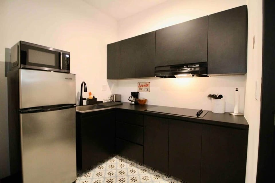 We provide an ice tray, a medium-sized microwave, and all the cleaning essentials you need during your stay.
