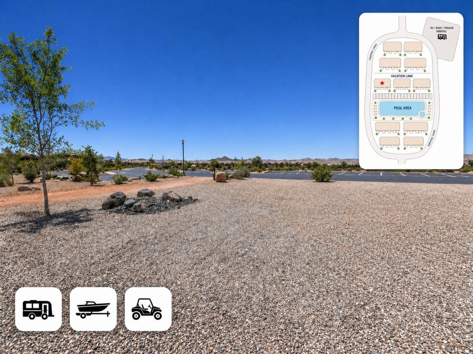 Nearby RV/trailer parking available — helpful for guests bringing a boat, trailer, or extra adventure gear.