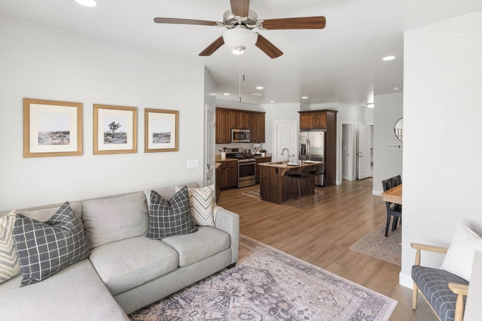 Bright, open-concept gathering space that flows right into the kitchen for easy family time.