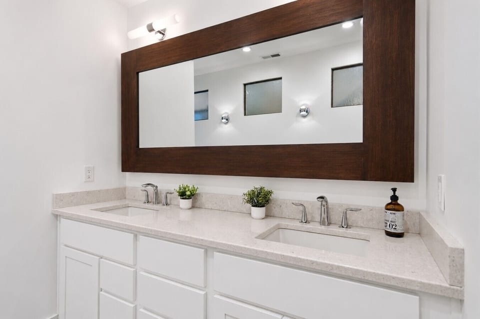 Elegant bathroom with dual sinks