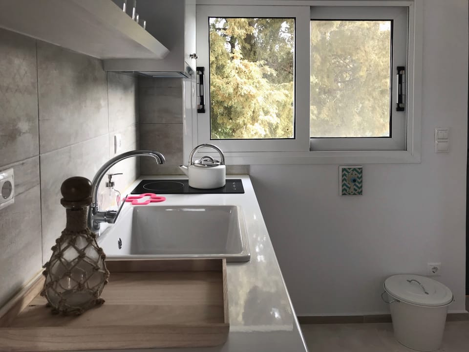 Studio, Sea View (Blue 6) | Private kitchen | Full-size fridge, stovetop, dishwasher, coffee/tea maker