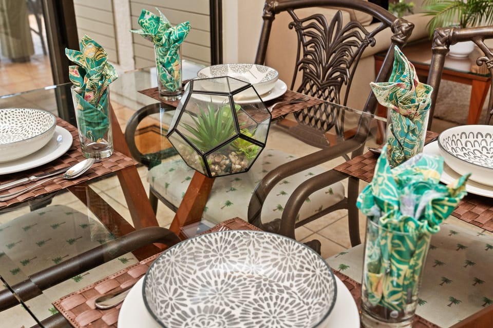 Thoughtfully arranged dining table creating a welcoming space for gatherings.
