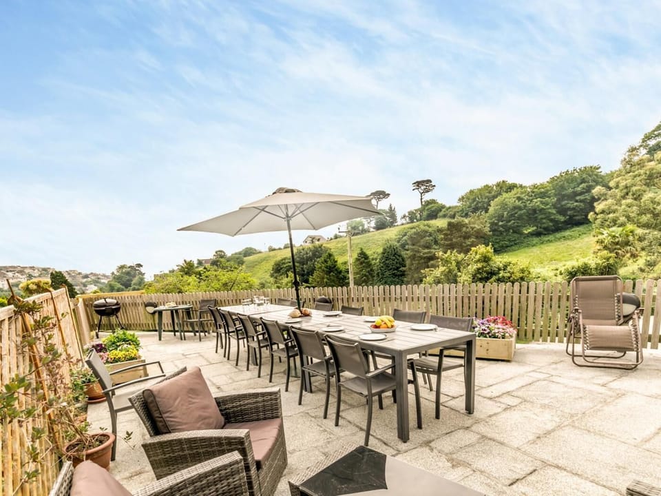 Outside dining area with views and plenty of space