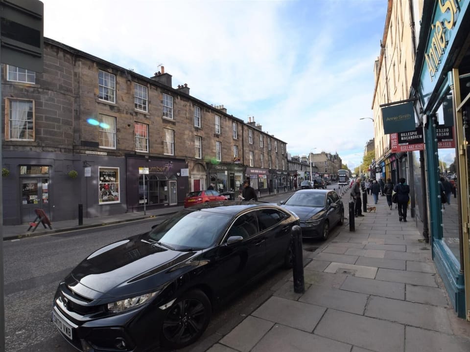 Stockbridge high street with many independent shops 