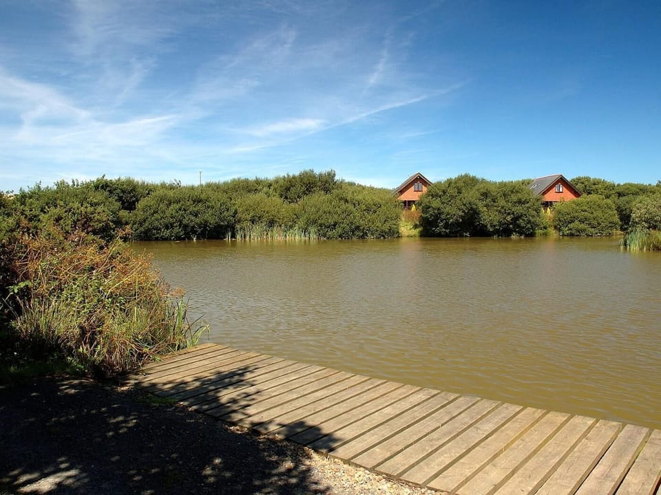 Views of other lodges across a lake