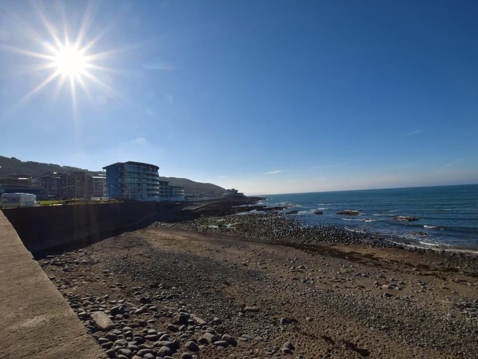 View towards the seafront apartment block