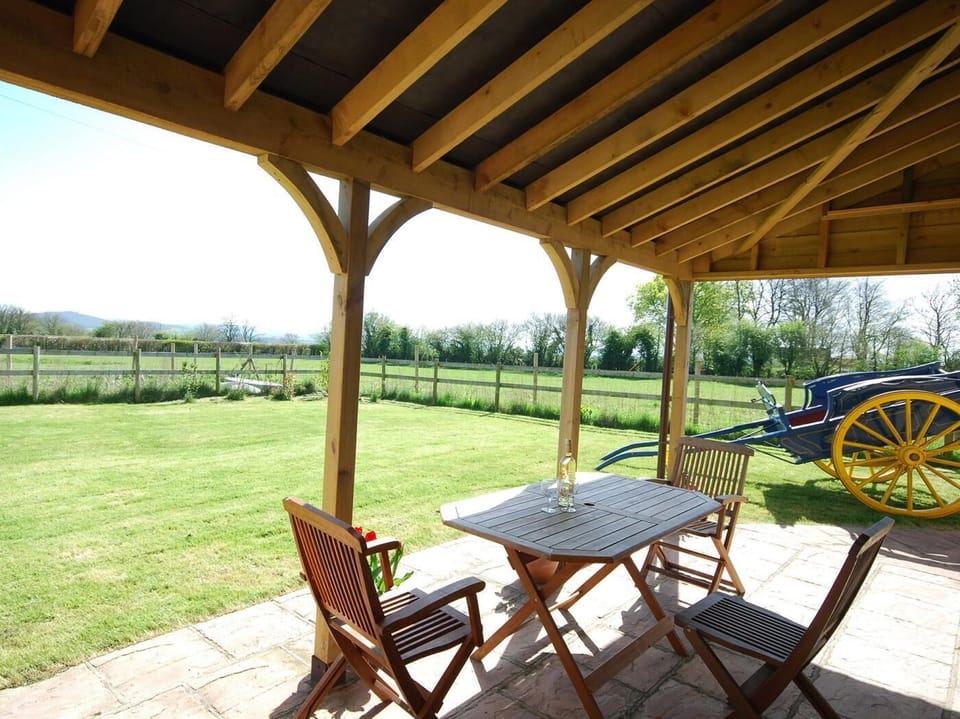 Patio area with lovely countryside view