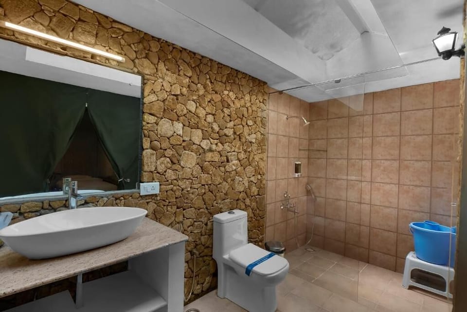 Grand Tent, Balcony, Garden View | Bathroom | Free toiletries, hair dryer, slippers, towels
