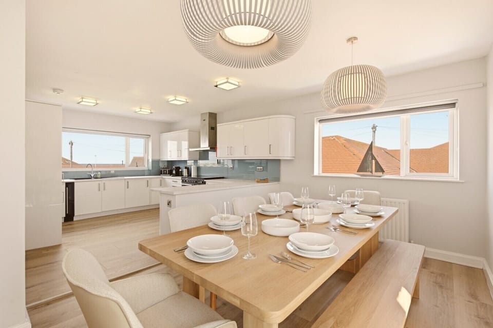 Open-plan kitchen and dining area designed for relaxed meals with family and friends
