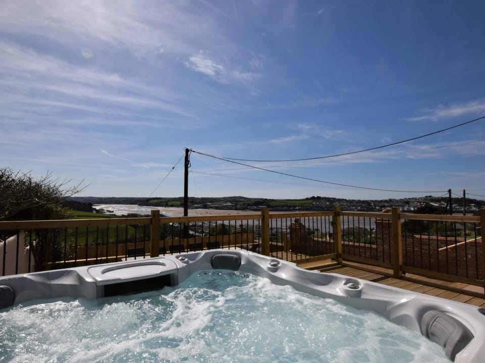 Hot tub with sea views